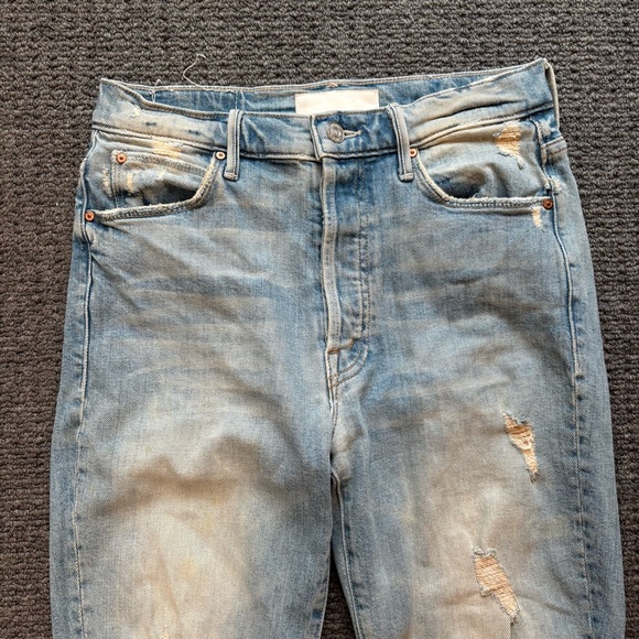 MOTHER Super Stunner Ankle Jeans Size 27 Say Amen Again Distressed Light Wash - Picture 7 of 14
